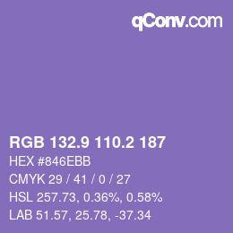 カラーコード: RGB 132.9 110.2 187 | qconv.com