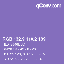Color code: RGB 132.9 110.2 189 | qconv.com