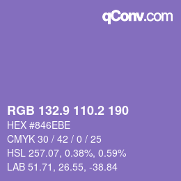 カラーコード: RGB 132.9 110.2 190 | qconv.com