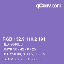 カラーコード: RGB 132.9 110.2 191 | qconv.com