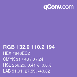 Color code: RGB 132.9 110.2 194 | qconv.com