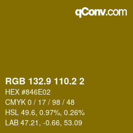 カラーコード: RGB 132.9 110.2 2 | qconv.com