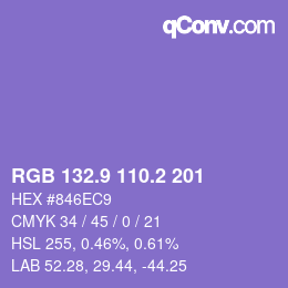 カラーコード: RGB 132.9 110.2 201 | qconv.com