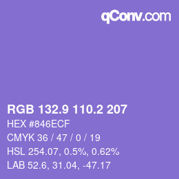 カラーコード: RGB 132.9 110.2 207 | qconv.com