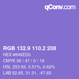 カラーコード: RGB 132.9 110.2 208 | qconv.com