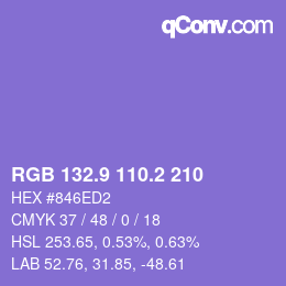 カラーコード: RGB 132.9 110.2 210 | qconv.com