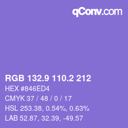 カラーコード: RGB 132.9 110.2 212 | qconv.com