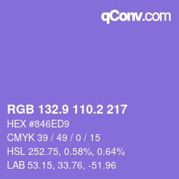 カラーコード: RGB 132.9 110.2 217 | qconv.com