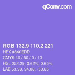 カラーコード: RGB 132.9 110.2 221 | qconv.com