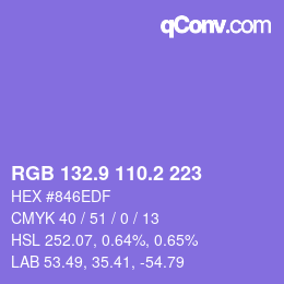 カラーコード: RGB 132.9 110.2 223 | qconv.com