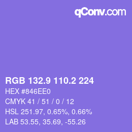 カラーコード: RGB 132.9 110.2 224 | qconv.com