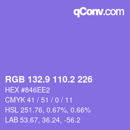 カラーコード: RGB 132.9 110.2 226 | qconv.com