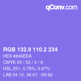 カラーコード: RGB 132.9 110.2 234 | qconv.com
