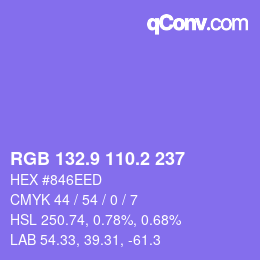 カラーコード: RGB 132.9 110.2 237 | qconv.com