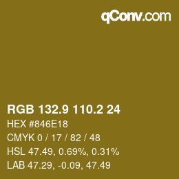 Color code: RGB 132.9 110.2 24 | qconv.com