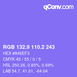 カラーコード: RGB 132.9 110.2 243 | qconv.com