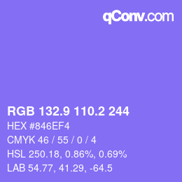 カラーコード: RGB 132.9 110.2 244 | qconv.com