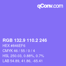 カラーコード: RGB 132.9 110.2 246 | qconv.com