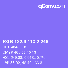 カラーコード: RGB 132.9 110.2 248 | qconv.com