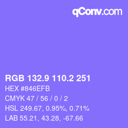 カラーコード: RGB 132.9 110.2 251 | qconv.com