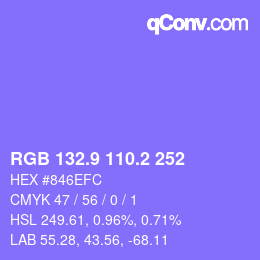 カラーコード: RGB 132.9 110.2 252 | qconv.com