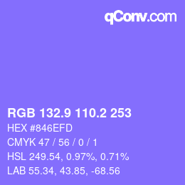 カラーコード: RGB 132.9 110.2 253 | qconv.com