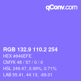 カラーコード: RGB 132.9 110.2 254 | qconv.com