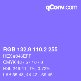 カラーコード: RGB 132.9 110.2 255 | qconv.com