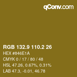 Color code: RGB 132.9 110.2 26 | qconv.com