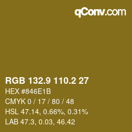 Color code: RGB 132.9 110.2 27 | qconv.com