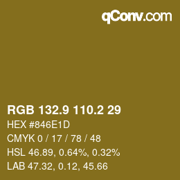 Color code: RGB 132.9 110.2 29 | qconv.com
