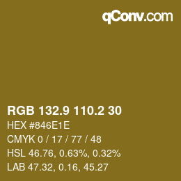 Color code: RGB 132.9 110.2 30 | qconv.com