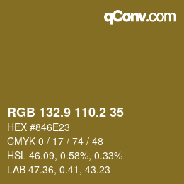 Color code: RGB 132.9 110.2 35 | qconv.com