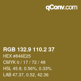 Color code: RGB 132.9 110.2 37 | qconv.com