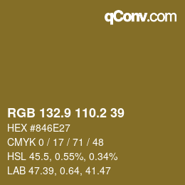 Color code: RGB 132.9 110.2 39 | qconv.com