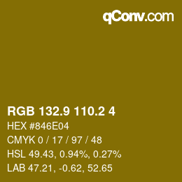 カラーコード: RGB 132.9 110.2 4 | qconv.com