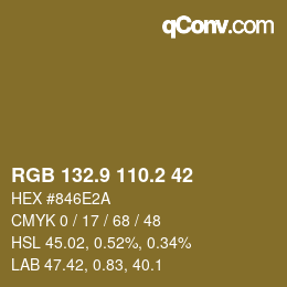Farbcode: RGB 132.9 110.2 42 | qconv.com