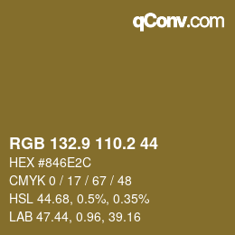 Color code: RGB 132.9 110.2 44 | qconv.com