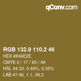 カラーコード: RGB 132.9 110.2 46 | qconv.com