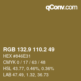 Color code: RGB 132.9 110.2 49 | qconv.com