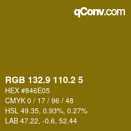 カラーコード: RGB 132.9 110.2 5 | qconv.com