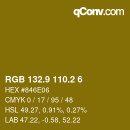 カラーコード: RGB 132.9 110.2 6 | qconv.com