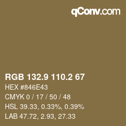 Color code: RGB 132.9 110.2 67 | qconv.com