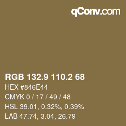 Code couleur: RGB 132.9 110.2 68 | qconv.com