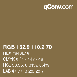 Farbcode: RGB 132.9 110.2 70 | qconv.com