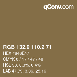 Color code: RGB 132.9 110.2 71 | qconv.com