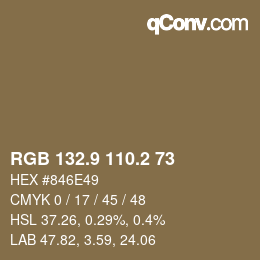 Color code: RGB 132.9 110.2 73 | qconv.com