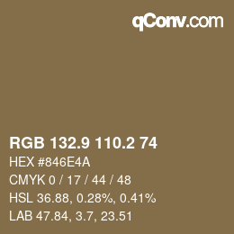Código de color: RGB 132.9 110.2 74 | qconv.com