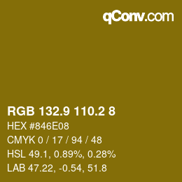 カラーコード: RGB 132.9 110.2 8 | qconv.com