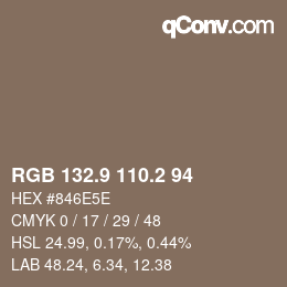 Código de color: RGB 132.9 110.2 94 | qconv.com